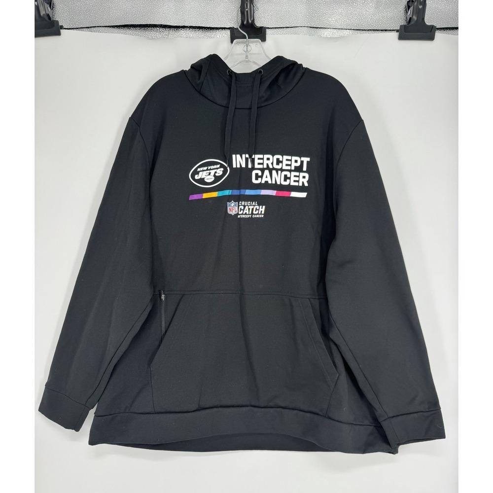 Nike Therma Fit New York Jets Crucial Catch Intercept Cancer Hoodie Graphic 3XL